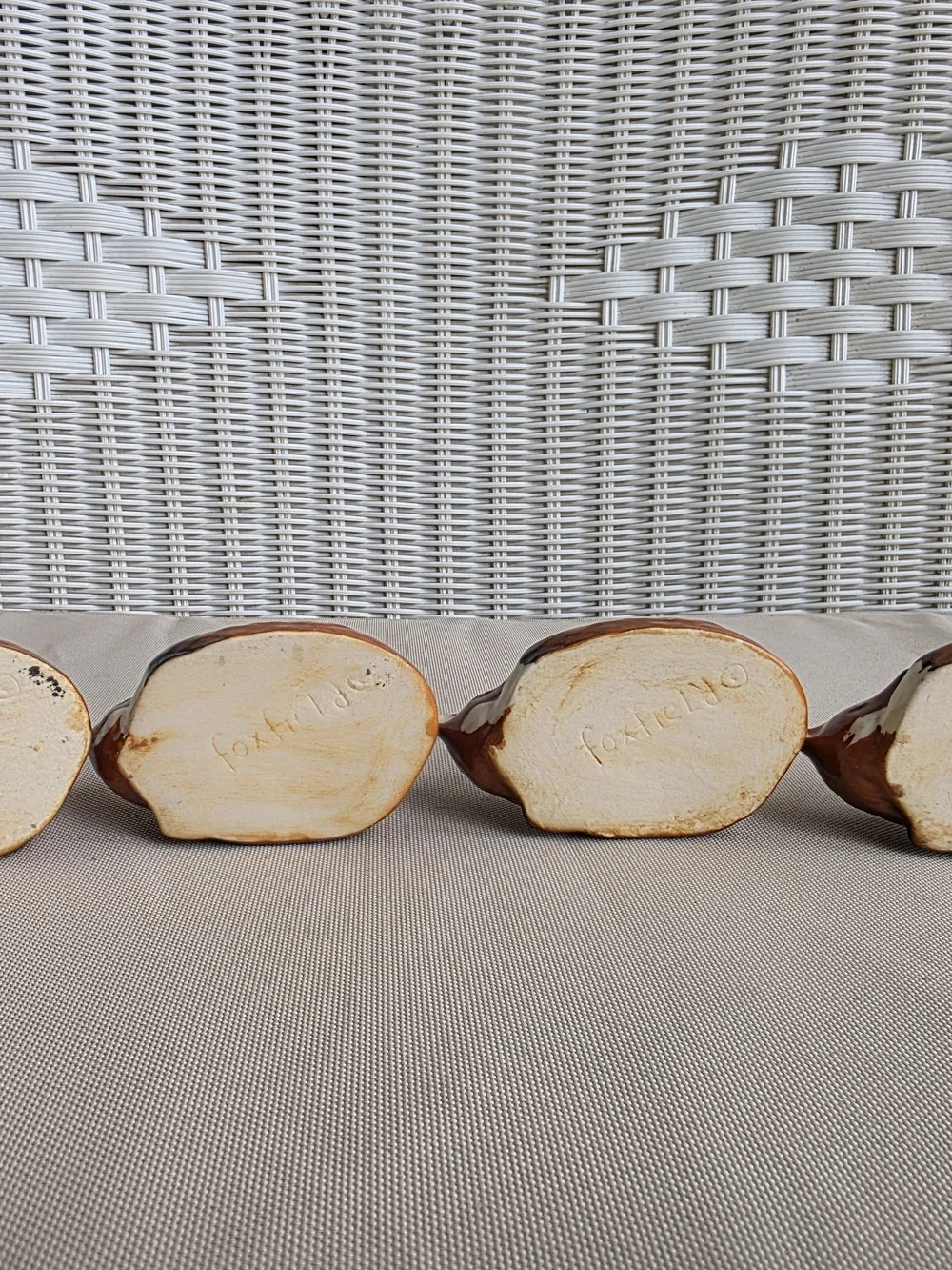 Vtg Foxfield Ceramic Napkin Rings Signed Woodland Fox Set Of 4 Tablescape Collec
